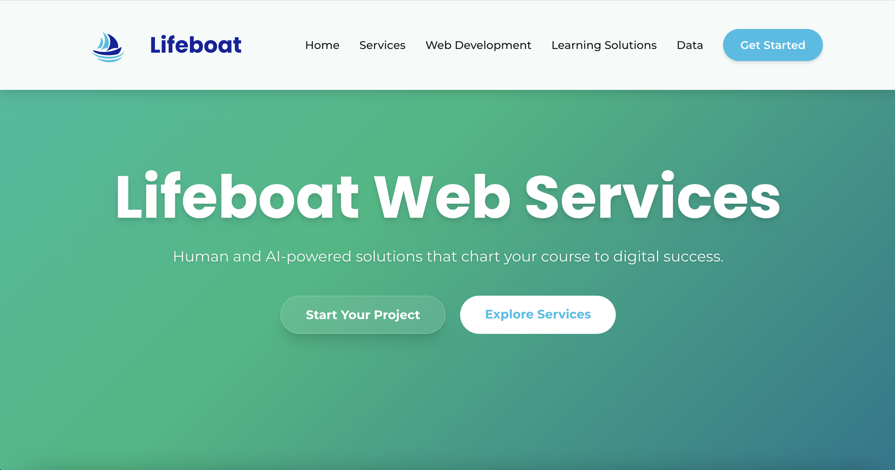 Lifeboat Web Services Landing Page